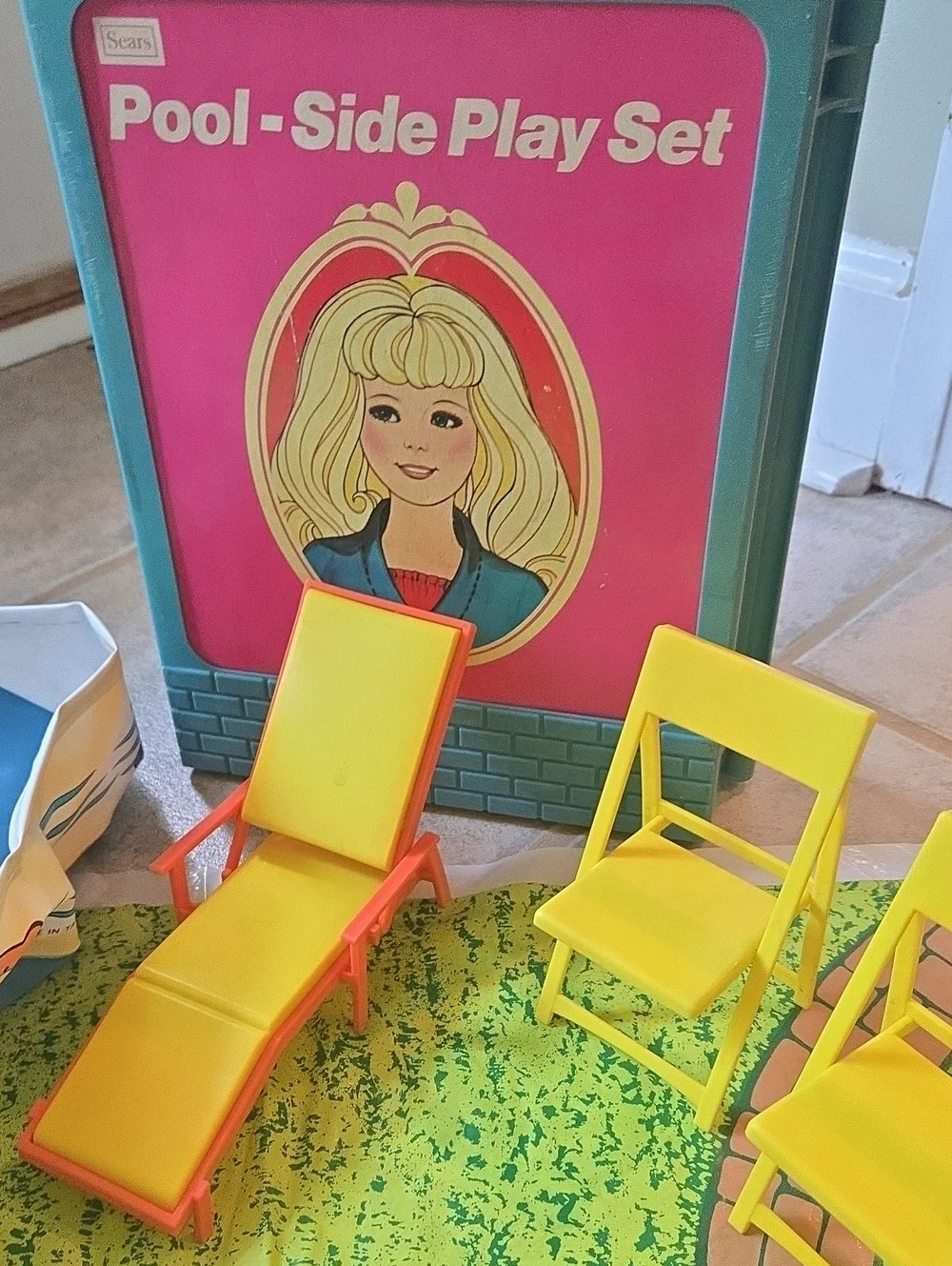 Sears Vintage 1970's Pool Side Doll Play Set for 11-1/2
